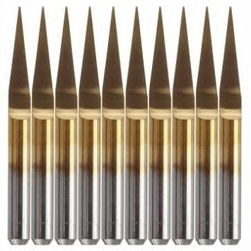 Generic 10Pcs 0.1Mm 10 Degree Flat Bottom Pcb Engraving Bits Titanium Coated Carbide Cnc Router Tool