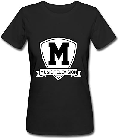 Women's Moon Logo Badge 100% Cotton O Neck Short Sleeve T-Shirt Black Size S