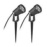 Lemonbest 2 pcs Outdoor Water-resistant Red LED Landscape Lamp Garden Wall Yard Path Steps Lawn Lighting Decorative Spot Light Red, AC 100~245V Spiked stand