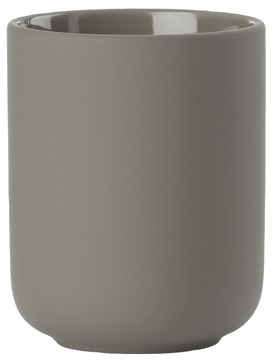 Zone Denmark - Ume Toothbrush Tumbler - Bathroom Cup, Toothbrush Holder - Stoneware - D8,3 cm H10,3 cm - Elegant & Minimalist & Scandinavian Design - Taupe — image 1
