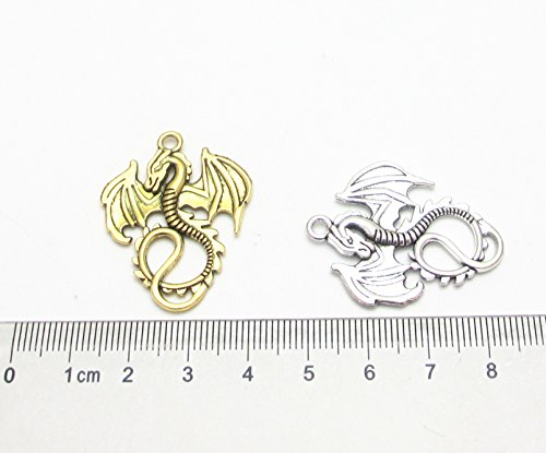 Dandan DIY 16pcs/8pairs Antique Charms Alloy Dragon Pendant Craft Accessory Diy Fire Dragons Necklace Craft Making Supply (Dragon)