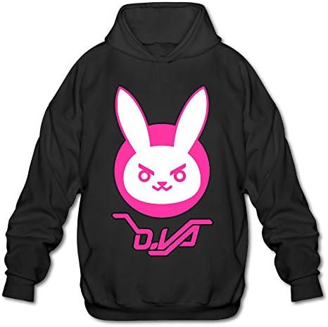 XiaoLiXun Men's Overwatch D.Va Bunny Logo Hooded Sweatshirt Black