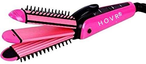 HOVR 3 IN 1 Professional Hair Straightener Crimper Roller Hair Styler For Women(PINK)