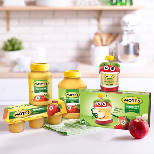 MOTT’S NO SUGAR ADDED APPLESAUCE VARIETY PACK, CINNAMON AND APPLE, MADE FROM REAL FRUIT, NO ARTIFICIAL FLAVORS, 3.2 OZ CLEAR POUCHES, 20 PACK