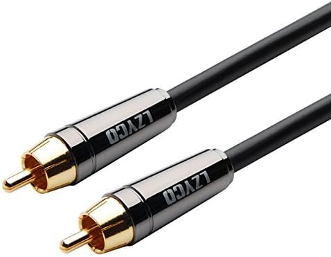 LZYCO Subwoofer Cable with Gold Plated RCA to RCA Premium heavy-metal castings Connectors (Black 20FT)