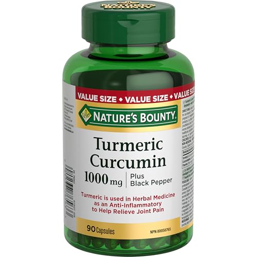 NATURE'S BOUNTY Turmeric Curcumin Plus Black Pepper, 1000 mg, Anti-inflammatory, Capsules, 108.9 g