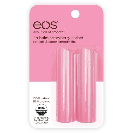 EOS 2 Piece Organic Lip Balm Stick, Strawberry Sorbet, 0.28 Ounce