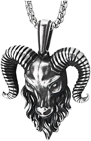 Men's Vintage Gothic Stainless Steel Satan Worship Baphomet Ram