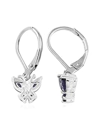Iolite de plata de ley 925, diseño de mariposa arete 0.52 quilates.