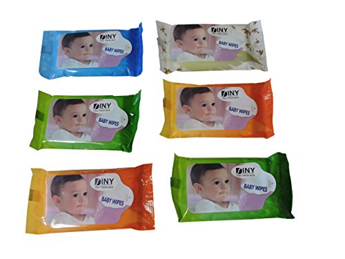 Lot of 6 Packs Travel Size 10 Pack Baby Wipes Fits in Purse Diaper Bag & Glove Compartment