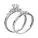 FlameReflection Stainless Steel Women Wedding Engagement Rings Set Round White Cubic Zirconia Band (Optional Stud Earrings or Customized Engraving)