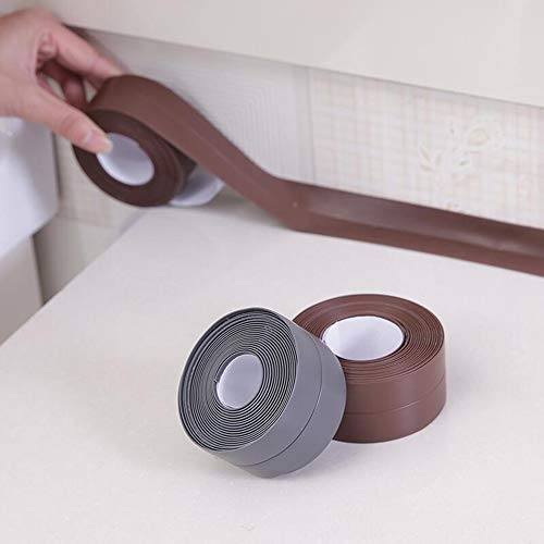 Bathtub Wall Caulk Strip PE Self Adhesive Waterproof Sealing Tape Strip Caulk Sealer Decorative Trim for Kitchen Bathroom Shower Toilet Wall Corner 38mm3.2m-(Coffee)