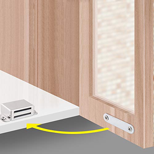 Mousike Magnetic Door Catch,25lb Stainless Steel Cabinet Door Magnets with Strong Magnetic for Kitchen Cupboard Wardrobe Closet Cabinet Door Drawer Latch(Pack of 4)