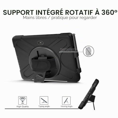 Gerutek Shockproof Case for Samsung Galaxy Tab Active5 Pro/Active 4 Pro/Active Pro (2025/2022/2019), 10.1 Inch, Rugged Case with Rotating Stand, Hand Strap & Shoulder Strap, Pen Holder, Black