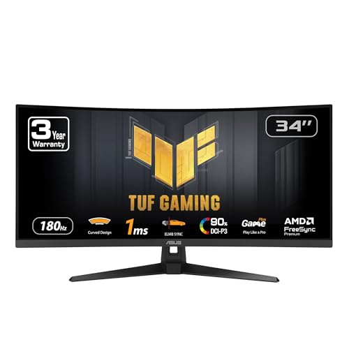 ASUS TUF 34” Ultra-Wide QHD 180Hz Gaming Monitor