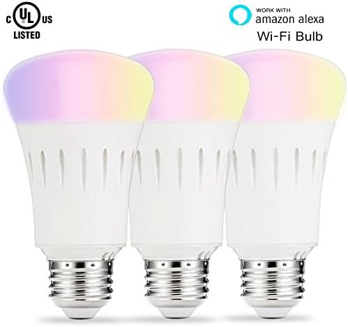 LOHAS LED Smart Light Bulb, WiFi LED Light A19, White and Color Ambiance 60W Equivalent Bulbs, E26 Medium Base RGB Daylight Dimmable Smart Home Lighting, Compatible with Alexa Google Assistant (3Pack)