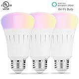LOHAS LED Smart Light Bulb, WiFi LED Light A19, White and Color Ambiance 60W Equivalent Bulbs, E26 Medium Base RGB Daylight Dimmable Smart Home Lighting, Compatible with Alexa Google Assistant (3Pack)