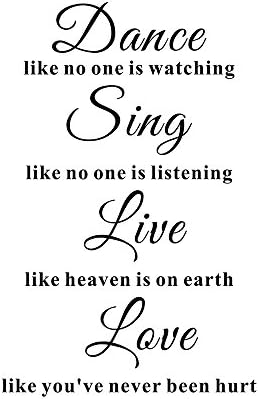 Dance Like No one Watching Home Bedroom Inspirational Motivational Mural DIY Quote Vinyl Wall Sticker Decals Transfer Removable Lettering (Size1: 11.4" x 17.7")
