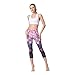 MTSCE Yoga Pants Printed Running Leggings Capris Yoga Capris for Fitness Riding Running(Sakura Capri Pants L/US 4-6)
