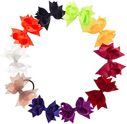 Aieasyda Grosgrain Ribbon Elastics Hair Bows Ties Ponytail Holder For Baby Girls Kids Teens Toddlers women (10pc-5inch-b)