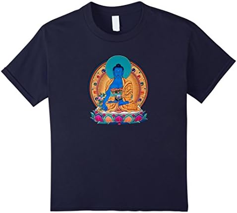 unisex-child Medicine Buddha Healing Mantra Tibetan Buddhist Yoga Shirt 12 Navy