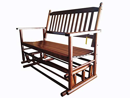 rockingrocker - A058NT Natural Porch Wood Glider Bench Rocker Patio Wooden Loveseat - Assembled Dimensions:W49.21 x H40.16 x D26.97 inches - Thumbnail 2