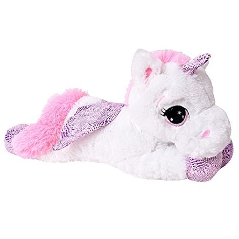 TE-Trend Plüschpferd Pferd Einhorn Unicorn Kuscheltier liegend 45cm lila Glitzerhorn große Augen weiß