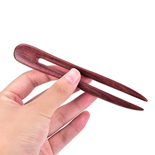 1 Pcs Handmade Carved Wood 2-Prong Hair Fork Vintage Style Hair Stick Wooden Hairpin by Team-Management - Thumbnail 3