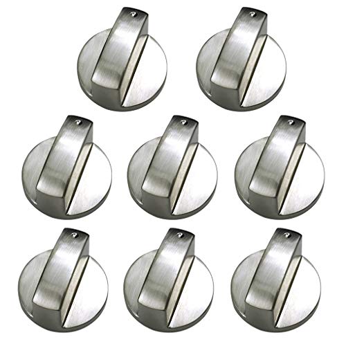 Rolin Roly Brushed metal Gas Stove Knobs Cooker Control Switch Range Oven Knobs Cooktop Burner Knob Gas Hob Switch Kitchen Replacement Accessories (8 x 8mm)