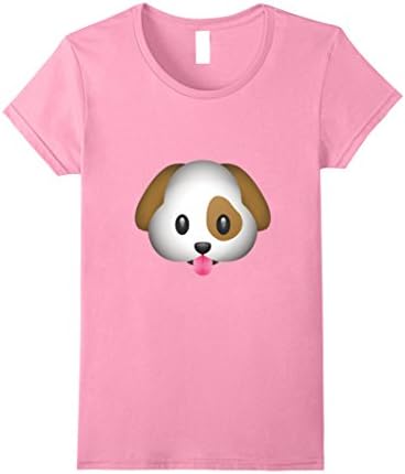 Womens Emoji T Shirt Dog Puppy Tongue Lick Cute Adorable Bark Out Small Pink