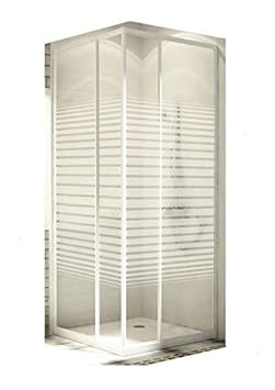 Eckeinstieg Duschkabine Echtglas Sicherheitsglas mit Streifen Silberne Profile 75x75 75x80 75x90 90x75 80x75
