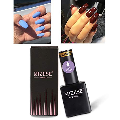 MIZHSE No Wipe Top Coat High Gloss Top Gel Coat for Manicure Protect Nail Surface Long Lasting Nail Gel Polish Soak Off LED Lamp Gel 10ml