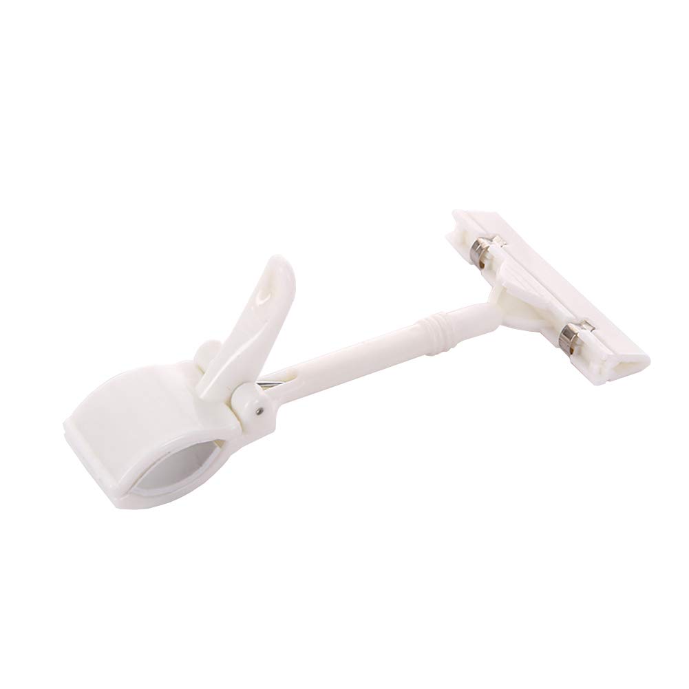 JIHUOO 10 Pcs Plastic Merchandise Sign Clips Rotatable Pop Clip Sign Holder Stand Swivel Price Tag Display Clips White