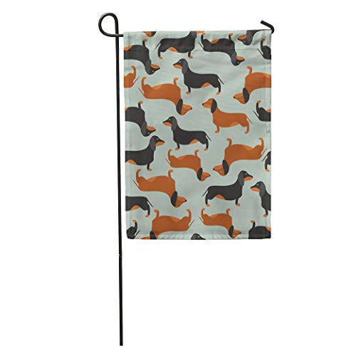 Semtomn Garden Flag Dog Dachshound Dachshund Pattern Animal Race Badger Bassotto Hound Home Yard House Decor Barnner Outdoor Stand 28x40 Inches Flag