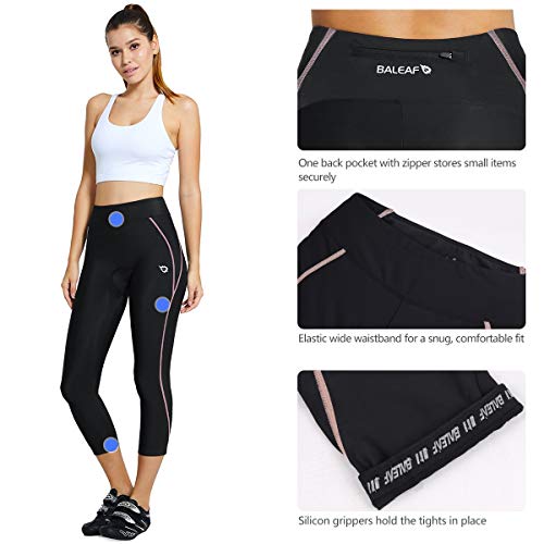 image for Baleaf Women's 3D Padded UPF 50+ 3/4 Cycling Compression Tights Capris