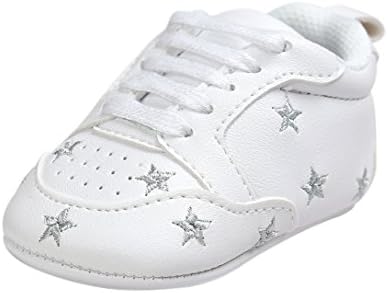 for 0-18 Months Baby, Baby Boy Girl Shoes First Walkers Shoes Soft Soles Crib Shoes Sneakers by Williant (Silver Star, 6-12 months)