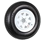 14" White Spoke Trailer Wheel with Bias ST205/75D14 Tire Mounted (5x4.5) bolt circle