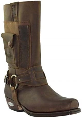 Loblan 620 Brown Waxy Leather Medium Square Toe Slip On Closure Western Boots
