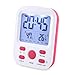 Kids Alarm Clock, Samshow Small Desk Shelf Wall Clock with Table Stand, Large LCD Screen Temperature Humidity Date 12/24h Display Snooze Nightlight for Girls Teens Battery Operated (Pink)