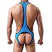 YUFEIDA Men's Jockstrap Leotard Underwear Jumpsuits Wrestling Singlet Bodysuit(Blue L)