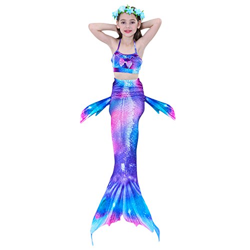 Kokowaii Fancy Girl's Swimming Mermaid Tail Mermaid Swimsuits with Monofin - Thumbnail 2