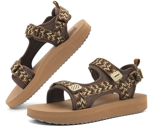 KuaiLu Womens Walking Sandals Comfortable Arch Support Summer Brown US 8.5 at Amazon