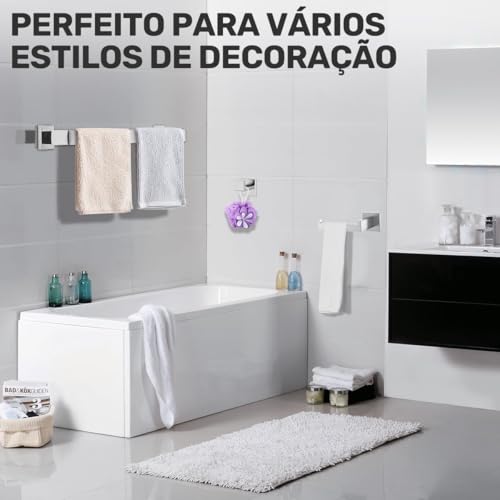 Conjunto de 4 Acessórios para Banheiro em Aço Inoxidável, Kit Acessórios Inox Para Banheiro Lavabo, Conjunto Toalheiro Parede, Conjunto de para Toalheiro de Banheiro