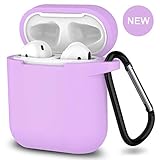 AirPods Case,SATLITOG Protective Silicone Cover Compatible with Apple AirPods 2 and 1(Not for Wireless Charging Case)(Light Purple)