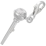 Sterling Silver Microphone Charm With Lobster Claw