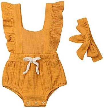 Newborn Baby Girl Cotton Ruffle Romper Bodysuit Jumpsuit Outfit Sunsuit