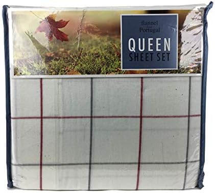 Divatex Flannel from Portugal 4 Piece Bed Sheet Set (Ivory Red Stripes)