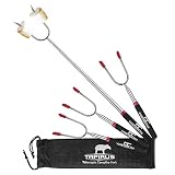 Tapirus Marshmallow Roasting Sticks - Set of 4 Telescoping Campfire Sticks - Protect Kids with Insulated Handle Holders - Extendable, Retractable and Collapsing - Heavy Duty Metal Camping Equipment