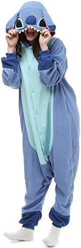 ZEALOVE Blue Stitch Onesie Kigurumi Pajama Costume For Adult and Teenagers Christmas Gift (L, Blue)