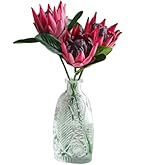 XIZHI 3 Stem King Protea Artificial Flowers Real Touch Silk Protea Cynaroides for Wedding Table Centerpieces Flower Arrangements Decor Bouquet (Red)